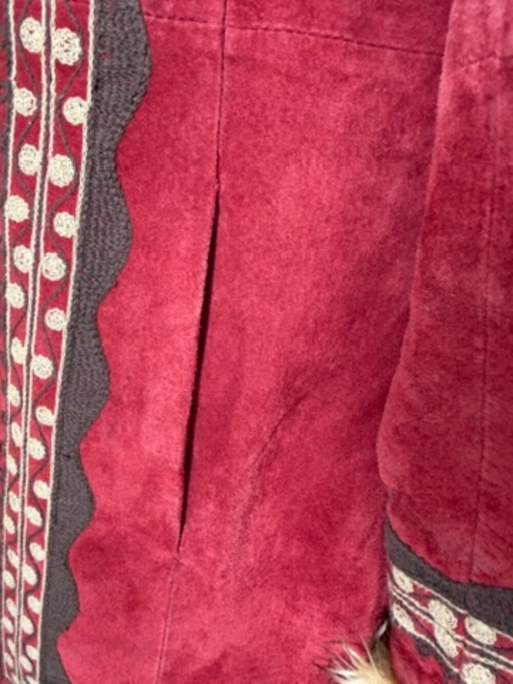 Vtg Y2K MixIt Suede Penny Lane Faux Fur Coat Red Medium - Picture 9 of 13